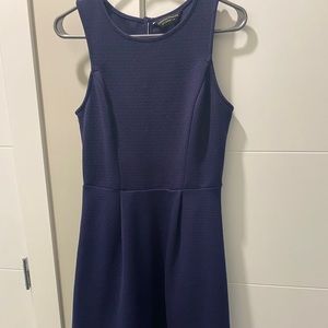 Flared midi aubergine dress with mesh detail